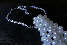 "Absolutely stunning vintage c.1970's hand beaded neck tie necklace! It measures 9 3/4\" long (the tie portion) and accommodates up to a 4.75\" diameter neck or roughly 15\" in circumference if you want to measure it that way. These are all New Old Stock from the 1970's, we were lucky enough to purchase a collection of a former dealer who imported these in the 1970's." Party Pearl Necklace With Large Beads, Handmade Formal Costume Beaded Necklaces, Vintage Beaded Choker For Formal Occasions, Vintage Beaded Choker For Formal Events, Formal Costume Jewelry Beaded Necklace, Adjustable Beaded Necklace For Formal Occasions, Adjustable Formal Beaded Necklace, Adjustable Beaded Necklaces For Formal Occasions, Formal Adjustable Pearl Chain Beaded Necklace