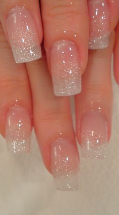 Nails For Bride, Fancy Nails Designs, Blush Nails, Pretty Gel Nails, Wedding Nails For Bride, Nails Wedding, Sparkle Nails, Bride Nails, Nail Designs Glitter