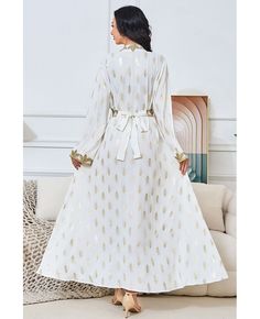 Get 10% off now! Buy white with gold vneck embroidered kaftans abaya dress for women at cheap price online. Free stable shipping and pro custom service since 2009. White Maxi Dress For Eid Festival, Elegant White V-neck Kaftan, White Maxi Dress For Eid, Gold Maxi Length Abaya For Festive Occasion, Elegant White V-neck Thobe, Gold V-neck Kaftan For Wedding, Festive Gold Maxi Length Thobe, Festive Gold V-neck Kaftan, Gold Floor-length Abaya With Gold Embroidery