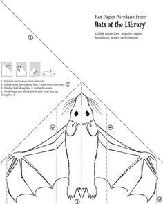 the diagram shows how to make an origami bat that looks like it has wings