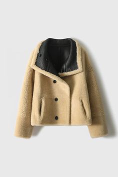 Exude charm with our shearling trim cropped jacket. Versatile, premium quality, and perfect for a chic winter style. British elegance redefined. British Elegance, Chic Winter Style, Sheepskin Jacket, Oversized Collar, Sheepskin Coat, Body Proportions, Shearling Coat, Winter Mode, Cropped Jacket