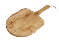 a wooden cutting board with a handle on the end and a string attached to it