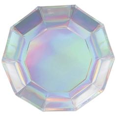 an iridescent plate on a white background