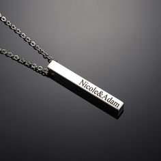 Design your own necklace with names, a message, statement, or even a simple "I Love You"! All 4 sides of this custom necklace can be engraved! Perfect to offer a loved one or to gift yourself. Use your family members names to keep them forever close to your heart! ❤ Details: Available in Stainless Steel or Stainless Steel with Gold and Rose Gold Plating FREE Gift Boxing Included! It does NOT Tarnish Or Rust (100% guaranteed) Your personalized pendant takes time to hand craft and test but when yo Arabic Jewelry, 18k Gold Chain, Silver Bar Necklace, Necklace For Girlfriend, Personalized Pendant, Rose Gold Metal, Precious Jewelry, Rose Gold Necklace, Custom Necklace