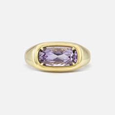 Each of our gemstone signet rings contain a distinctive, one-of-a-kind stone that has been hand-selected by Maggi. Due to the uniqueness of these precious materials, only one is available. One-of-a-kind gemstone ring featuring one custom cut purple amethyst set in an east west elongated cushion cut signet style setting. Instagram Site, Elongated Cushion Cut, Amethyst Set, Elongated Cushion, Signet Rings, East West, Signet Ring, Cushion Cut, Purple Amethyst