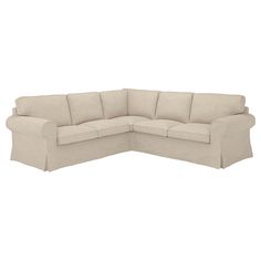 a beige sectional couch on a white background