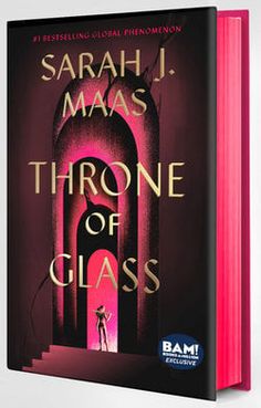 the cover of throne of glass by sarah i maas is shown in pink