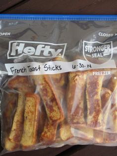 there are french toast sticks wrapped in plastic