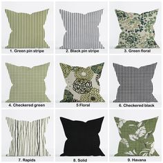 pillows with different patterns and sizes