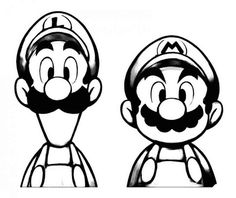 an image of mario and luigi in black and white