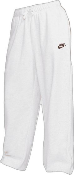 Nike Cotton Jogging Pants, Nike Cotton Sweats, White Loose Fit Sweatpants For Streetwear, Nike Cotton Pants With Moisture-wicking, White Relaxed Fit Activewear With Side Pockets, White Cotton Joggers With Side Pockets, White Joggers With Side Pockets For Loungewear, White Fleece Sweats With Ribbed Waistband, Nike Cotton Activewear Long Pants