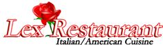 the logo for an italian restaurant with a red rose on it's left side