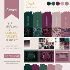 an assortment of color palettes for the brand canvase, including purple and green