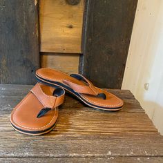 Nwob! Never Worn. Leather Thong Flip Slips / Sandals. Smoke-Free Home.