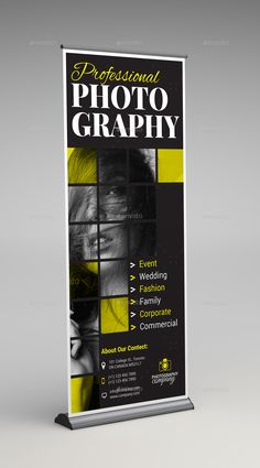 a roll up banner with the words professional photography on it's front and side