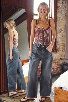 Your favorite corset-inspired bodysuit from Free People now featured in a feminine floral print fabrication. Soft printed mesh, sweetheart-neckline, seamed cups, hook-and-eye front closures, adjustable shoulder straps, and contrast seams for added dimension. This sultry bodysuit is a versatile and forever-flattering wardrobe staple. FINAL SALE, NO RETURNS Free People 95% Polyester, 5% Spandex Formfitting, thong bottom Soft and stretchy Adjustable straps Free People Boho Outfits, Earthy Going Out Outfit, Boho Going Out Outfit, Going Out Clothes Night, Free People Aesthetic Outfits, Free People Outfits Aesthetic, Casual Whimsigoth, Free People Outfits, Artsy Clothes