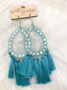 Tassel earrings Pink Turquoise, Chic Boutique, Tassel Earrings, Tassel Necklace, Pink Blue, Tassels, Statement Necklace, Blue Color, Turquoise