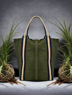 Dimensions: 10.6 × 6.30 x 13 Inches (Each bag is handmade so dimension will vary slightly). Genuine Suede Leather bag made in Italy. Interior: multi-purpose pockets * leather has natural variations, unique mark that only real skin has. Rectangular Khaki Shoulder Bag With Leather Handles, Khaki Rectangular Shoulder Bag With Leather Handles, Everyday Khaki Bags With Leather Handles, Khaki Leather Bags For On-the-go, Everyday Khaki Leather Bag, Khaki Tote Bag With Leather Handles, Khaki Leather Bag With Double Handle, Khaki Bag With Leather Handles For Daily Use, Everyday Use Khaki Leather Bag