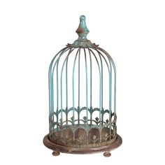 an old birdcage with birds in it