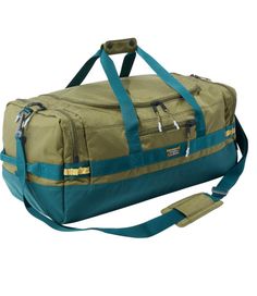 Built with incredibly rugged 1000D Cordura nylon, our tough-as-nails duffle is ready for any adventure. 100% nylon. Rugged, 1000-denier Cordura nylon repels water and resists abrasion. Durable nylon lining with L.L.Bean-exclusive print. U-shaped zipper for easy access to large main compartment. Two handy side pockets for storing smaller items. Internal mesh pockets keep small items organized. Front zippered pocket. Padded shoulder strap and handle wrap. Imported. Green Nylon Duffle Bag Practical Style, Practical Green Nylon Duffle Bag, Green Nylon Duffle Bag For Practical Use, Adventure Green Nylon Bag, Green Nylon Adventure Bag, Green Nylon Bag For Adventure, Sporty Green Outdoor Duffle Bag, Sporty Green Duffle Bag For Outdoor, Green Sporty Duffle Bag For Outdoor