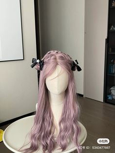 Hair Stely, Ulzzang Hair, Concert Hairstyles, Lilac Hair, Kawaii Hairstyles, Ribbon Hairstyle, Pinterest Hair, Hairdos For Curly Hair, Pretty Hair Color