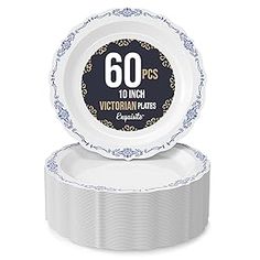 two white plates on top of each other with the words 60 pops written in black