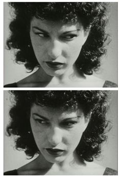 two pictures of a woman with curly hair