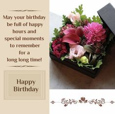 a happy birthday card with flowers in a box