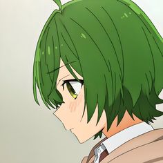 an anime character with green hair and glasses