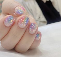 Sheer Nails, Cute Short Nails, Asian Nails, Hippie Nails, Nail Time, Really Cute Nails, Bling Acrylic Nails, Kawaii Nails