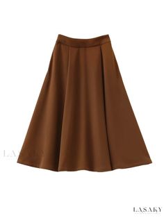 Lasaky - Coffee-toned High-waisted A-line Midi Skirt with Slim Fit and Pleated Hem Fitted Midi Skirt, Coffee Brown, Coffee Colour, Pleated Midi Skirt, Types Of Skirts, Olivia Mark, A Line Skirt, A Line Skirts, Pleated Skirt