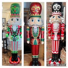 two large wooden nutcrackers sitting next to each other