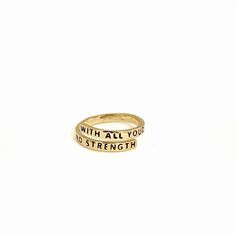 "Adjustable stamped wrap ring in silver or gold - \"With all your Heart, Might, Mind, and Strength\" Sister Missionaries all over the world will love wearing this ring. Adjustable to fit most any size finger. Ring comes in silver or 18K gold plating with protective coating. Ring is nickel and lead free. Tarnish resistant. Ring comes carded as shown in photo and in a clear gift envelope sleeve and then placed in a gift envelope. We do our best to ship orders out within one business day. Thank you Inspirational Personalized Ring Jewelry, Inspirational Adjustable Ring, Personalized Inspirational Ring Jewelry, Nickel-free Meaningful Promise Ring, Meaningful Stamped Jewelry For Promise, Everyday Meaningful Hand Stamped Stackable Rings, Adjustable Inspirational Rings For Everyday, Inspirational Hand Stamped Promise Ring, Meaningful Stamped Engraved Promise Ring