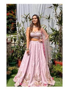 Lavender Floral Hand painted chanderi lehenga with embellished blouse and attached mesh dupatta | made to measure sangeet lengha choli by LabelSnigdhaKapoor on Etsy Sangeet Lengha, Chanderi Lehenga, Lengha Choli, Lavender Floral, Embellished Blouse, Lehenga Designs