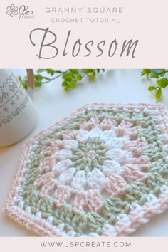 the granny square crochet pattern is shown with text that reads, granny square blossom