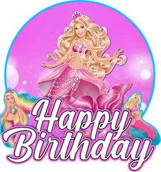 a happy birthday card with a barbie doll