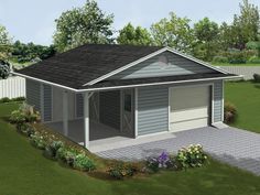 this is an artist's rendering of a two - car garage in the front yard