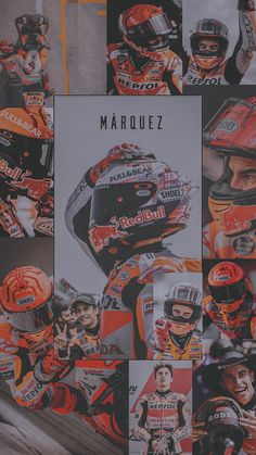 a collage of photos showing the different helmets worn by motorcyclists and drivers