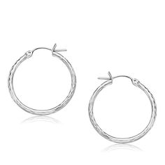 Buy LOVCIA Luxury Dazzling 14k White Gold Diamond-Cut Hoop Earrings (25mm) Snap Lock, Round Diamond Engagement Rings, Diamond Cut, Diamond Wedding Bands, White Gold Diamonds, Wedding Rings Engagement, Diamond Engagement, Diamond Jewelry, Round Diamonds