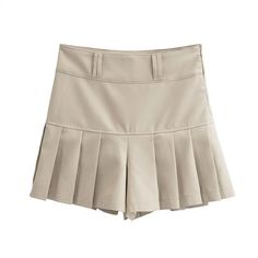 Olivia Mark - Exquisite Vintage Academy Pleated Skirt in High-Waisted Khaki Color, Accentuating Waist and Hips, Mini Skirt Style High Waisted Culottes, Mini Skirt Style, Khaki Skirt, White Bodycon, Skirt Style, Mermaid Skirt, Body Con Skirt, Khaki Color, Denim Mini Skirt