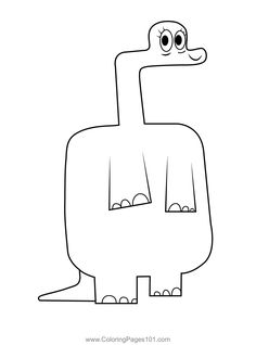 a cartoon dinosaur with big eyes coloring page