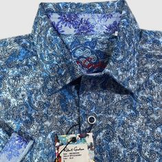 Designer Robert Graham New Men's Shirt Size Small S Short Sleeve Blue Paisley Paisley Color, Robert Graham, Blue Paisley, New Man, Mens Shirt Dress, Dress Shirts, Paisley, Shirt Designs, Color Blue