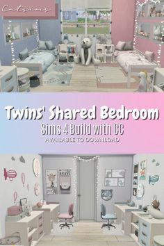 two shared bedroom sims 4 build with c4d