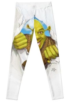 a pair of white pants with an image of a cartoon character on it