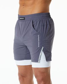 HIGHLIGHTS. Woven, compression-lined short. 5.5” Inseam. Front slip pockets. Size Up, if you don’t like compressive fit. Runs small, consider sizing up. Upgraded smoother and softer Infinity fabric. Waterproof zipper on the right side with YKK zippers. Laser cut perforations for breathability. Custom branded flat profile drawstrings. Alphalete Infinity logo in premium silicone. Alphalete Athletic logo printed on left thigh FIT SUGGESTION. This item runs true to Alphalete’s standard sizing.. If y 2 In 1 Shorts, Infinity Logo, Athletic Logo, Muted Purple, Waterproof Zipper, Big Shirt, The Infinity, Gym Shorts, Sport Shorts