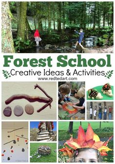 the forest school creative ideas and activities are great for kids to do in the woods