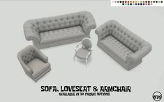 sofa, loveseat and armchair available in 3d formats