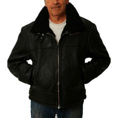 We offer a genuine shearling leather jacket Bomber jacket style in sizes Small to 6XL from CD D C (For Leather Lovers Only!) 100% Genuine First Quality Shearling Jacket Natural shearling leather, not lined in any way allowing it to breath so you won't feel sticky Genuine sheepskin shearling sheared wool has a soft supple touch Inner shell has the feel of fleece but is a natural sheared wool product This is the actual sheep wool never separated from the leather hide Leather is tanned and then the Black Sheepskin Outerwear With Padded Collar, Luxury Aviator Outerwear For Fall, Classic Black Sheepskin Outerwear, Luxury Aviator Winter Outerwear, Classic Shearling Aviator Outerwear, Classic Aviator Shearling Outerwear, Classic Shearling Biker Jacket For Fall, Classic Sheepskin Outerwear For Cold Weather, Black Sheepskin Outerwear For Cold Weather