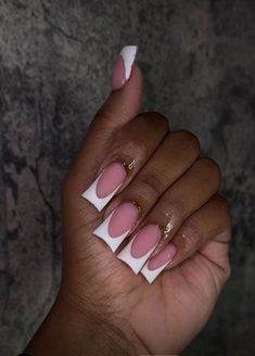 French Duckies Nails, Pink French Duck Nails, Cute Duck Acrylic Nails, French Tip Acrylic Nails Duck, Duck Shape Nails French Tip, Cute Duck Nails French Tip, Short White French Tip Duck Nails, Square Duck Nails, Duck Nail Inspiration