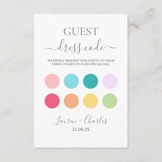 the guest card is shown with different colors and font on it, including white paper